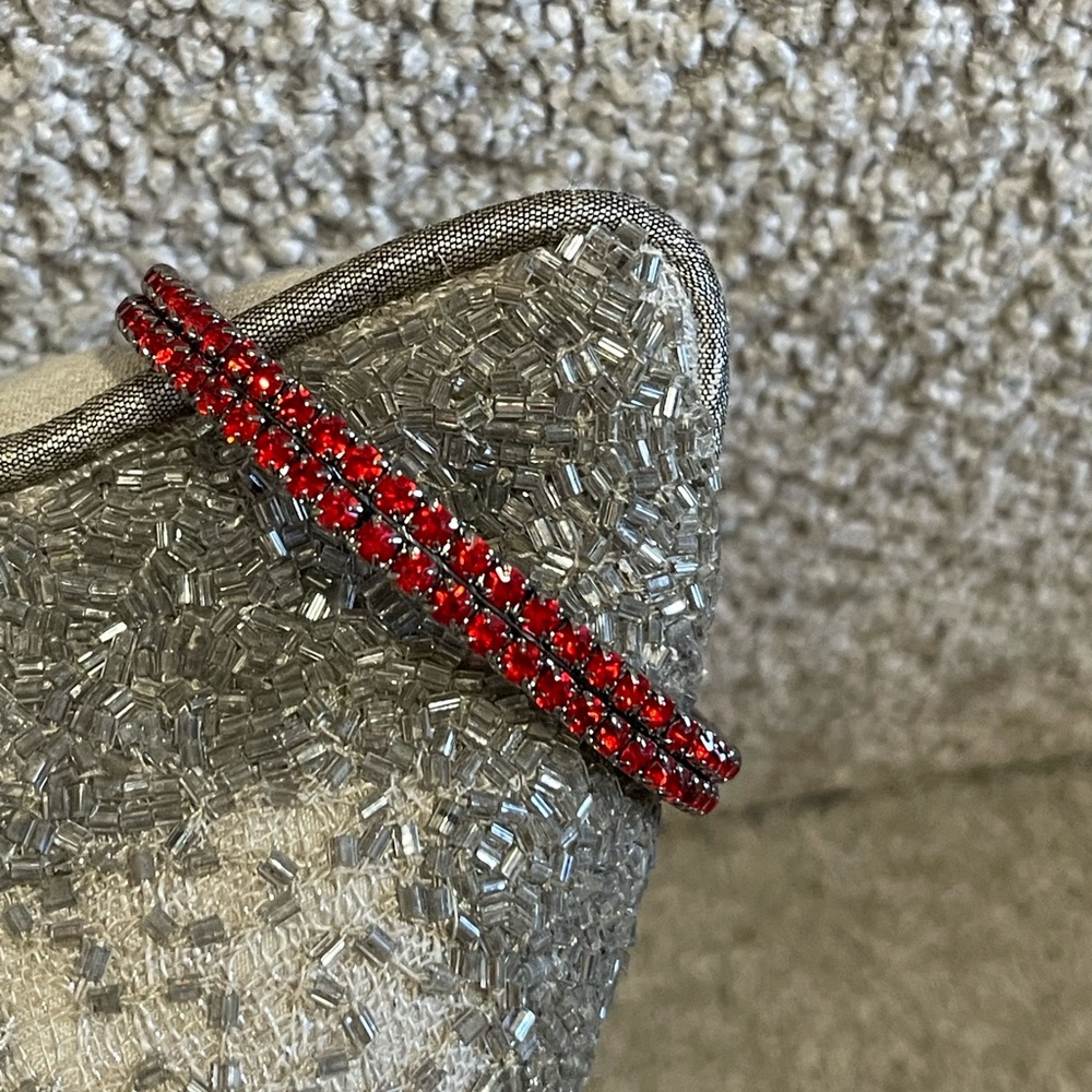 Cache Elegant Silver And Red Crystal Bangle Set - image 3
